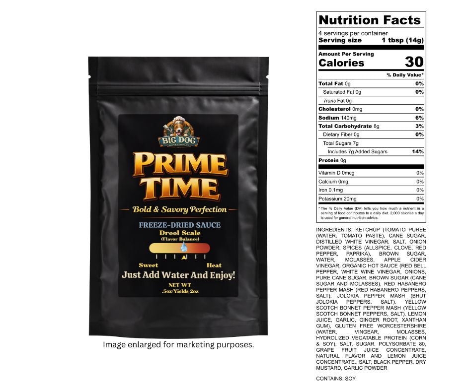 Prime Time Freeze-Dried BBQ Sauce – 3 Pack (2 oz Each) | Big Dog Sauce Co.