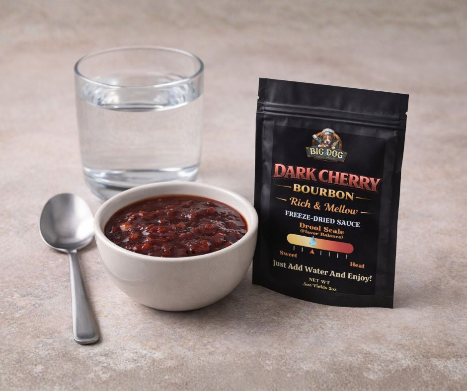 Dark Cherry Bourbon Freeze-Dried BBQ Sauce – 3 Pack | Big Dog Sauce Co.